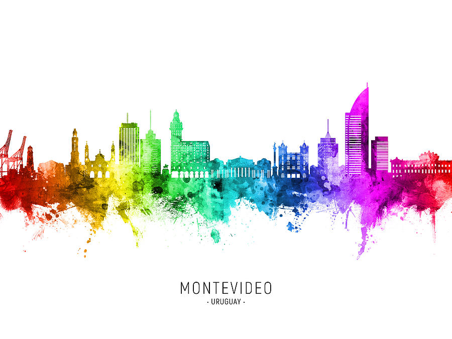 Montevideo Skyline Uruguay #54 Digital Art by Michael Tompsett