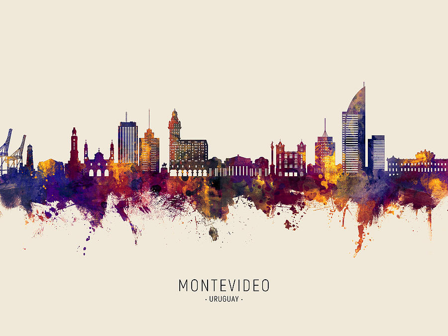Montevideo Skyline Uruguay #55 Digital Art by Michael Tompsett