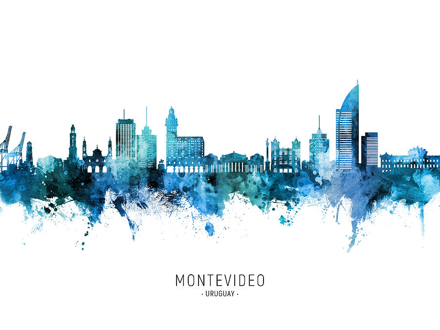 Montevideo Skyline Uruguay #59 Digital Art by Michael Tompsett
