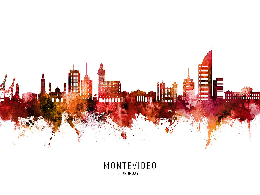 Montevideo Skyline Uruguay #60 Digital Art by Michael Tompsett