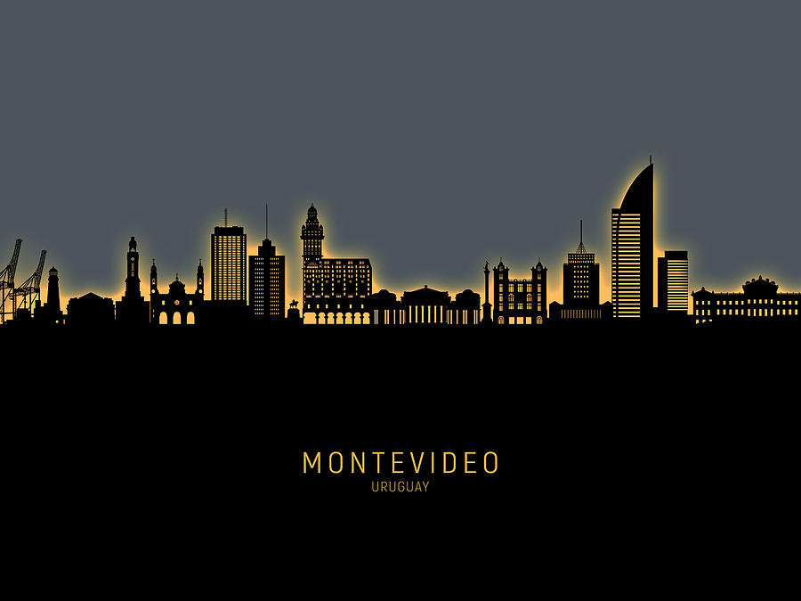 Montevideo Skyline Uruguay #63 Digital Art by Michael Tompsett