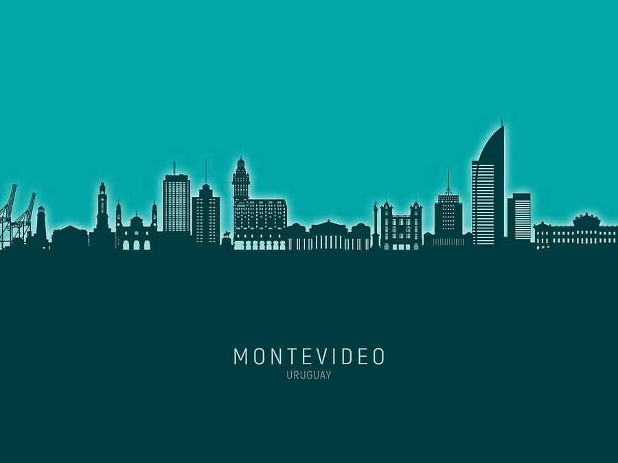 Montevideo Skyline Uruguay #65 Digital Art by Michael Tompsett