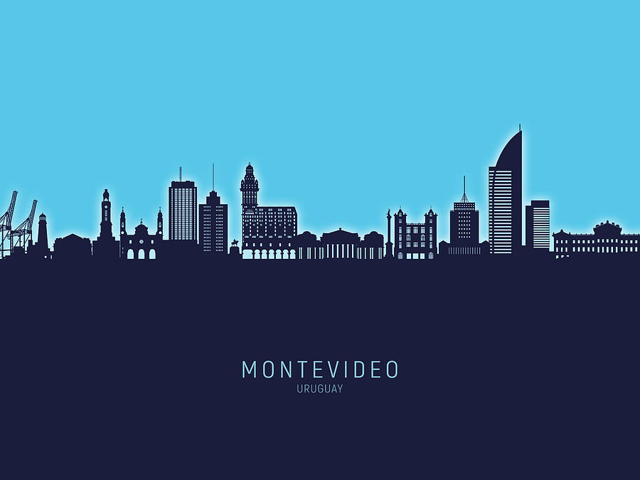 Montevideo Skyline Uruguay #66 Digital Art by Michael Tompsett