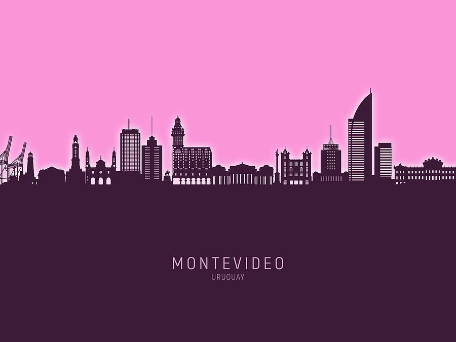 Montevideo Skyline Uruguay #68 Digital Art by Michael Tompsett