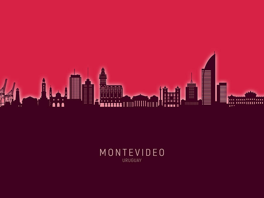 Montevideo Skyline Uruguay #69 Digital Art by Michael Tompsett