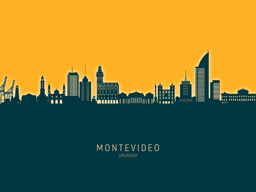 Montevideo Skyline Uruguay #70 Digital Art by Michael Tompsett