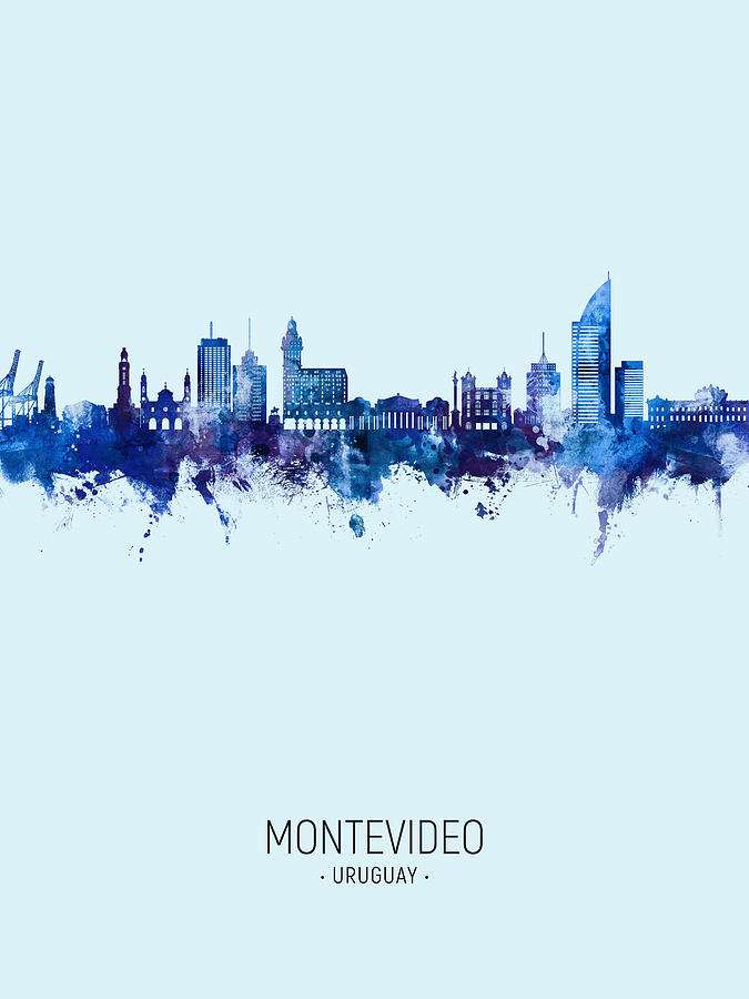 Montevideo Skyline Uruguay #76 Digital Art by Michael Tompsett