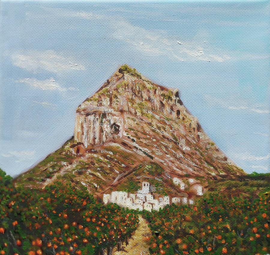 Montgo Javea Spain, From The Orange Groves Painting by Mackenzie Moulton