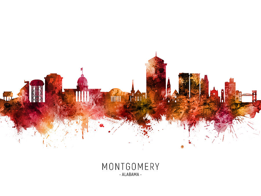 Montgomery Alabama Skyline #65 Digital Art by Michael Tompsett