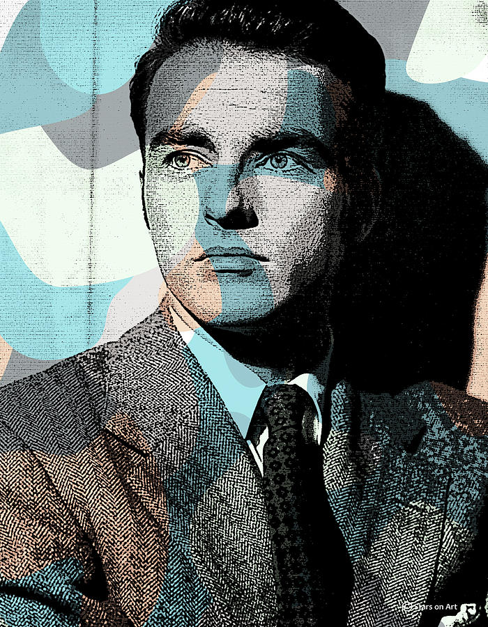 Montgomery Clift modernized portrait Mixed Media by Movie World Posters