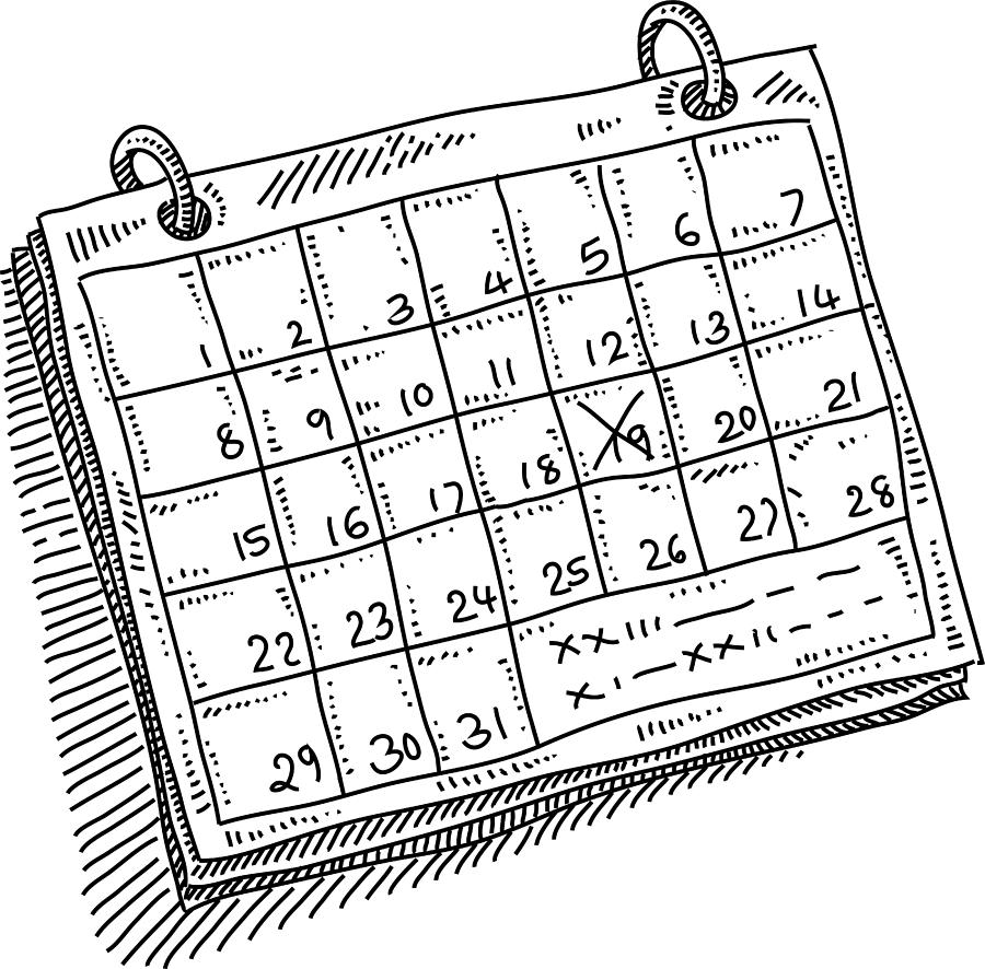 Monthly Calendar Appointment Drawing Drawing by LEOcrafts