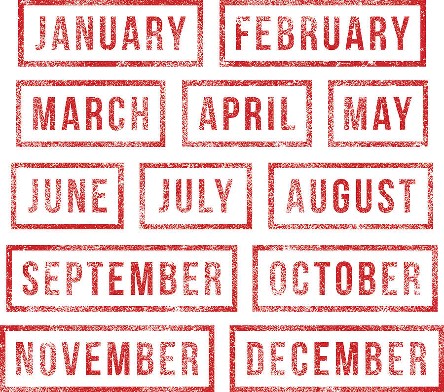 Months of the year - rubber stamps Drawing by VladSt