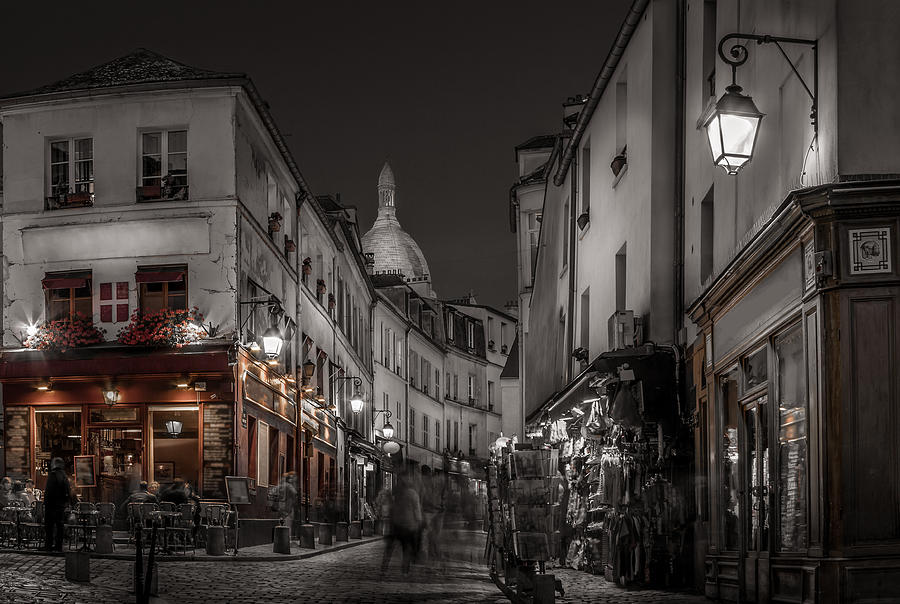 Montmartre at night desaturated Photograph by Jean Surprenant