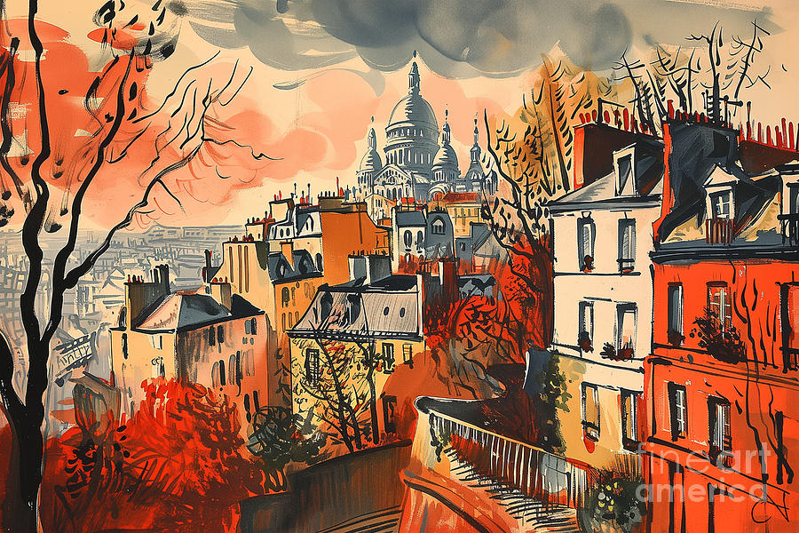 Montmartre Majesty A Vintage Parisian Reverie Painting by Carlos V