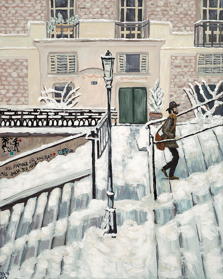 Impressionism Painting - Montmartre Snow by Deborah Eve ALASTRA
