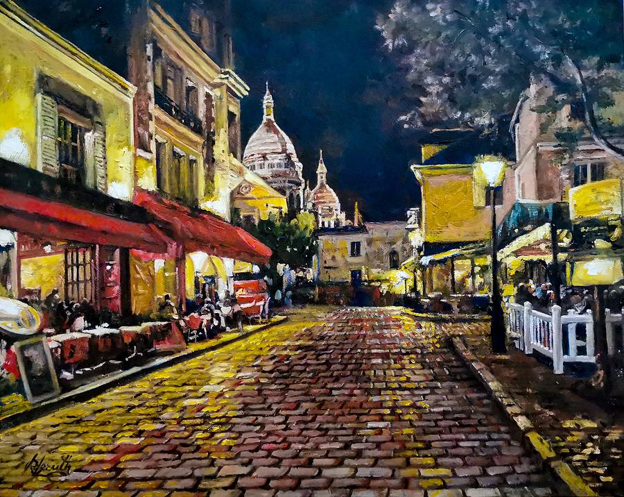 Montmatre, Paris Painting by Raouf Oderuth