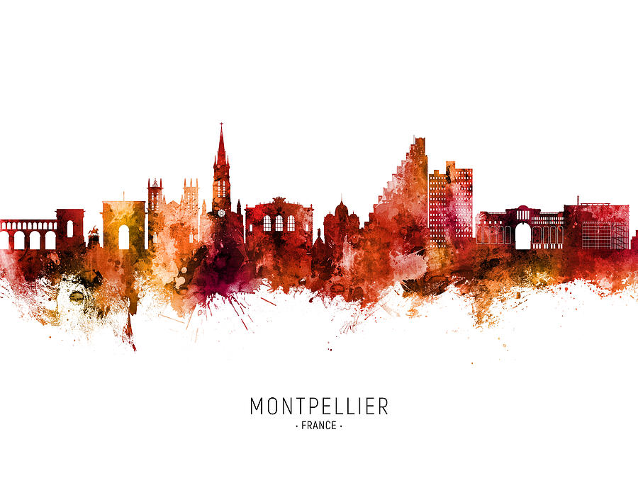 Montpellier France Skyline #48 Digital Art by Michael Tompsett