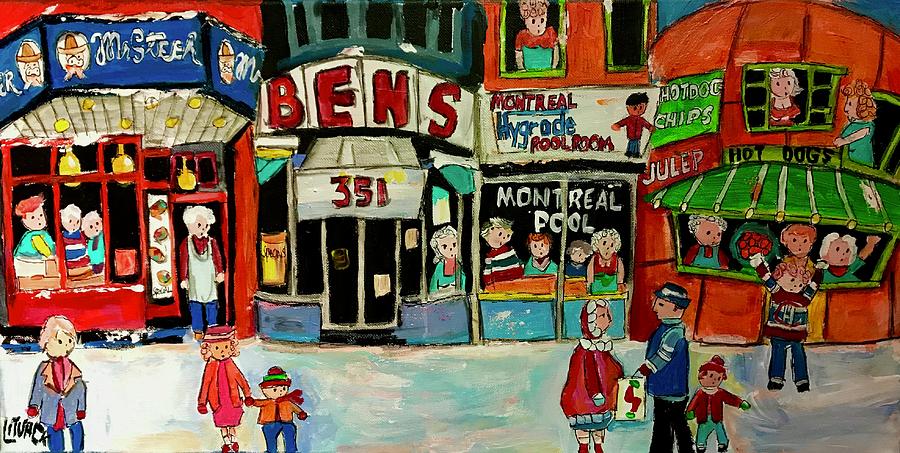 Montreal Icon Street Bens Painting by Michael Litvack
