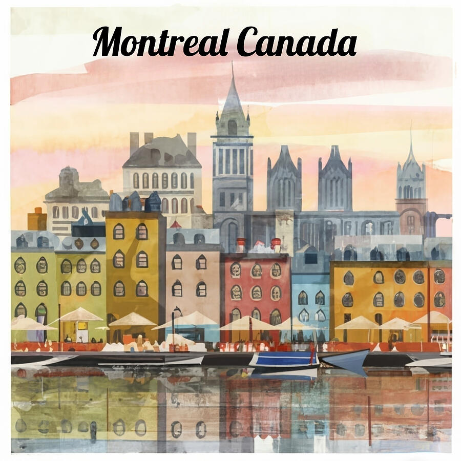 Boat Digital Art - Montreal Skyline by Lana De Lucia- Art Design Mart