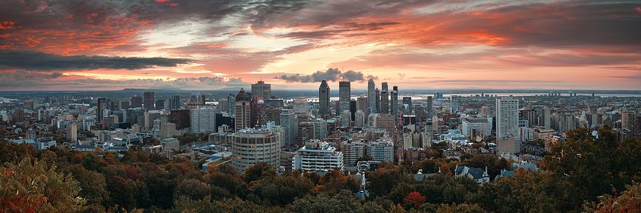 Montreal sunrise city skyline panorama Photograph by Songquan Deng