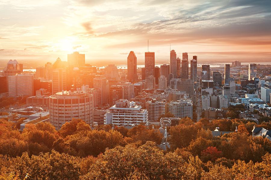 Montreal sunrise city skyline Photograph by Songquan Deng