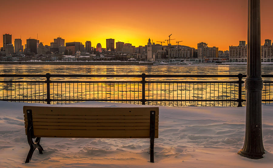 Montreal winter sunset DRI Photograph by Jean Surprenant