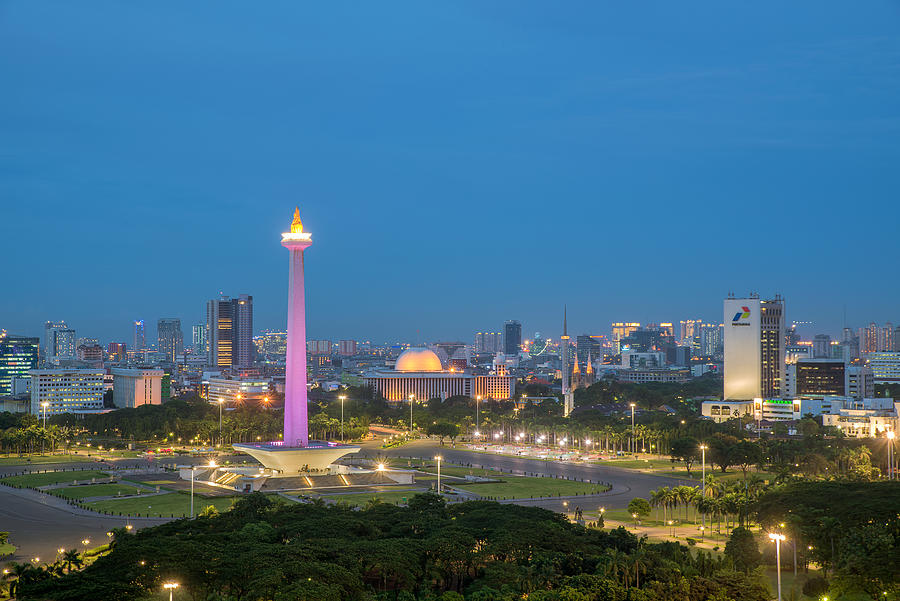 Monument National  Monas Blue Hour - Jakarta and Indonesia Landmark Photograph by Abdul Azis