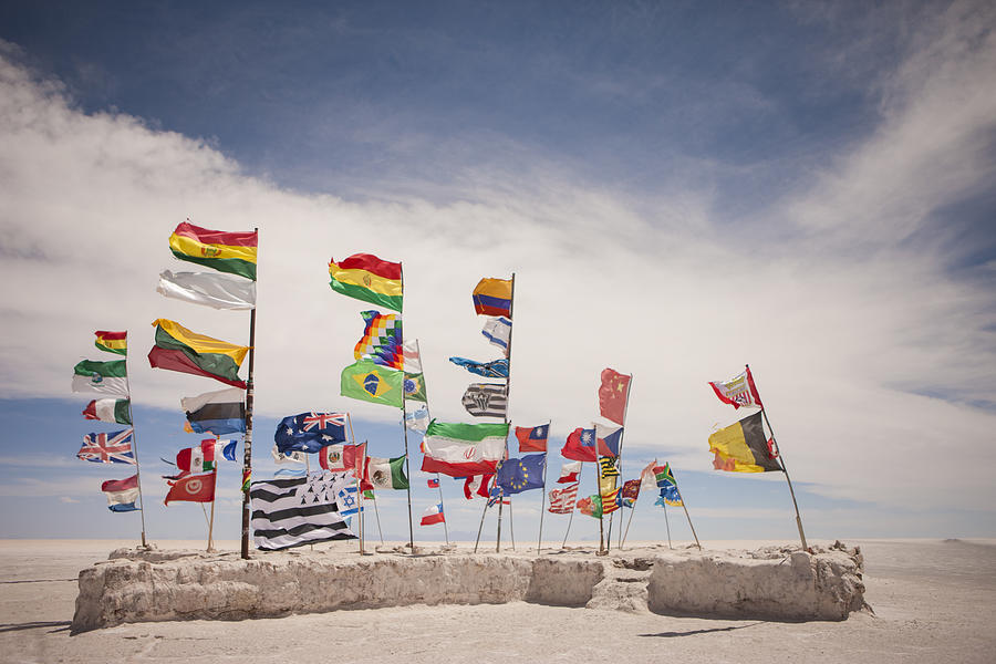 monument to the flags of the world, Uyuni Salt Flats Photograph by claudiio Doenitz