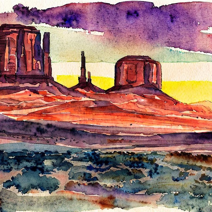 Monument Valley at Sunset Painting by Christopher Lotito