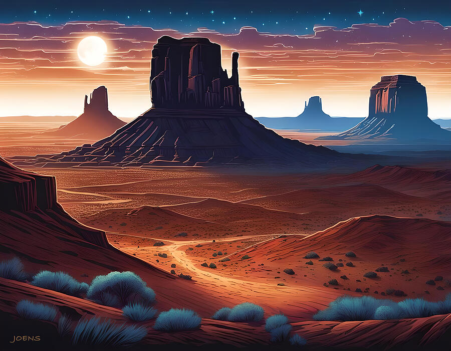 Desert Digital Art - Monument Valley by Greg Joens