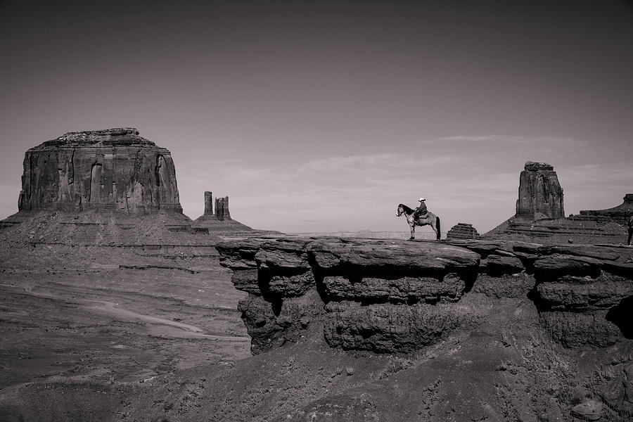 Monument Valley Horse, Bw Photograph