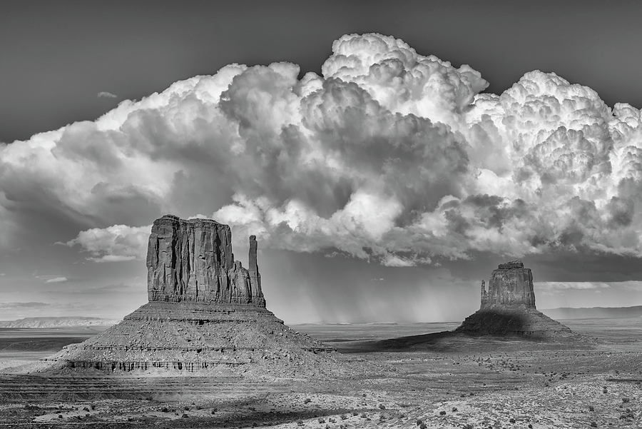 Monument Valley Thunderstorm - Black and White Photograph by Loree Johnson