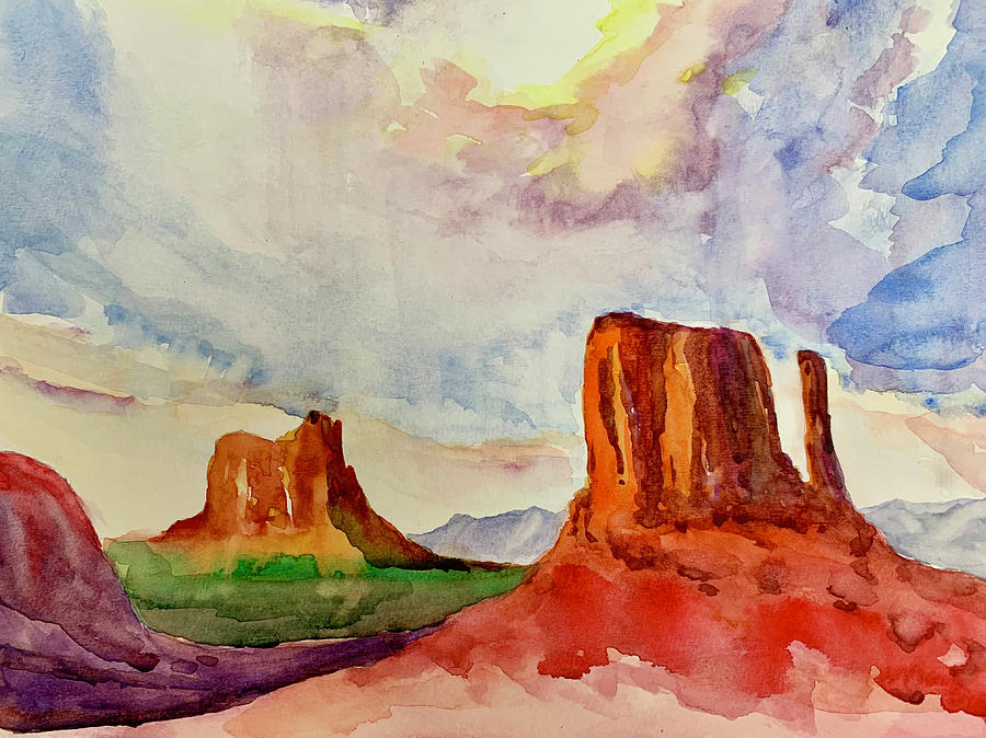 Monuments Valley Painting by Tracy Hutchinson