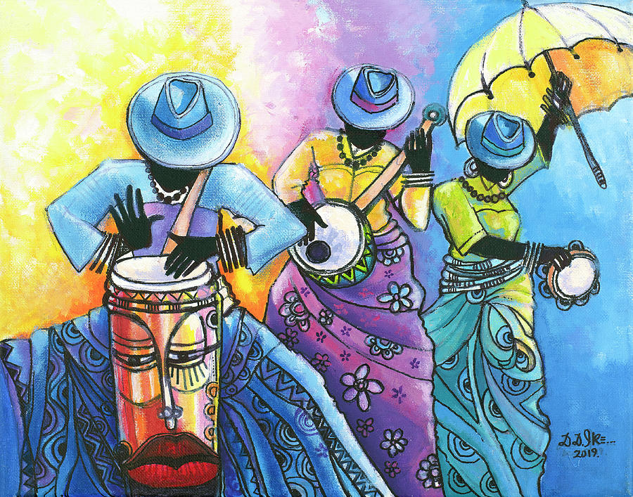 Afrocentric Painting - Mood Music II by Darlington Ike