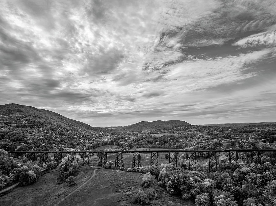 Moodna Viaduct Aerial BW Photograph by Susan Candelario
