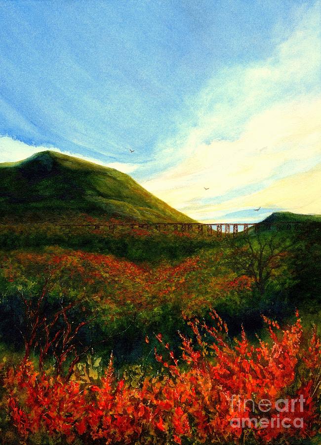 Moodna Viaduct Railroad Trestle  Painting by Janine Riley