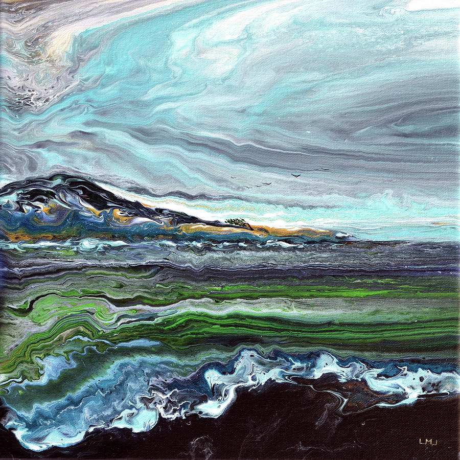Moody Afternoon at the Shore Painting by Laura Iverson
