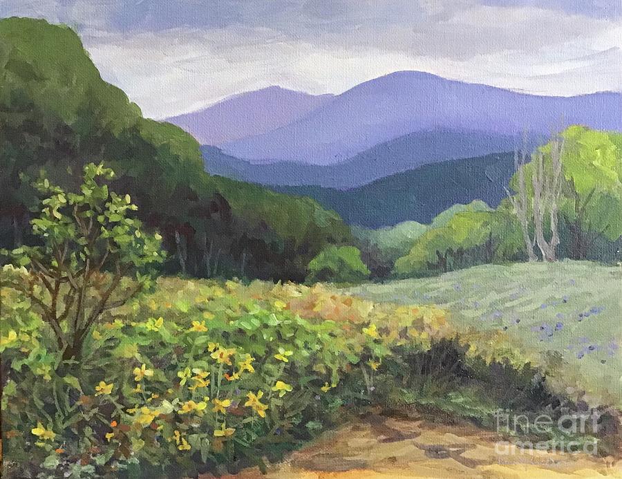 Moody Blue Mountain  Painting by Anne Marie Brown