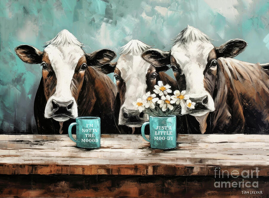Moody Cows Painting by Tina LeCour