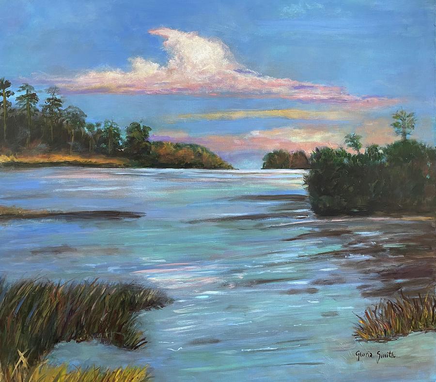 Moody Marsh Painting by Gloria Smith