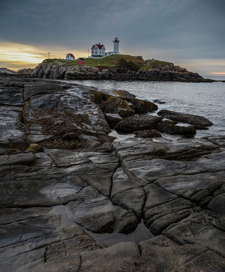 Moody Nubble Lighthouse Sunrise Photograph by Dan Sproul