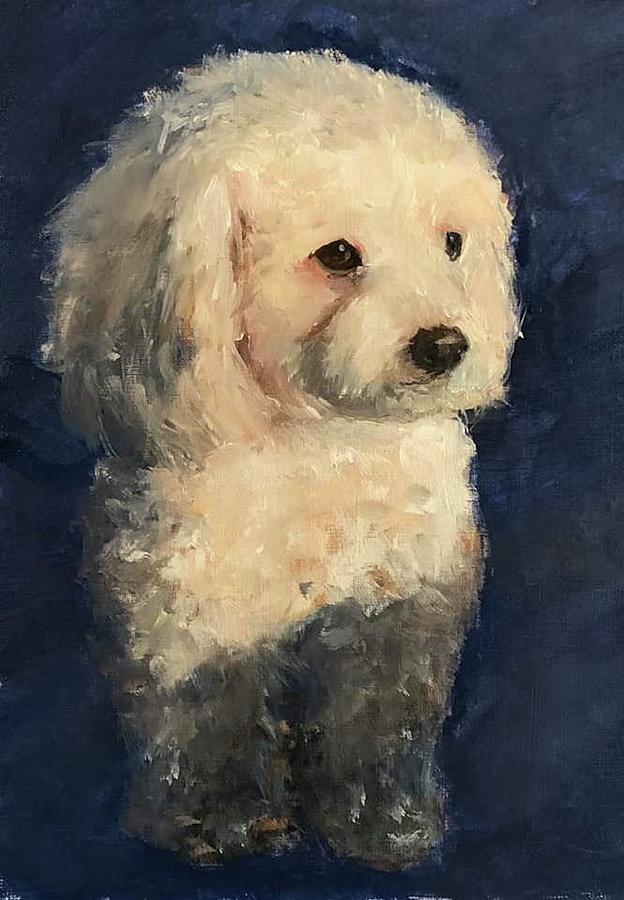 Moody poodle mix Painting by Kathy Wadsworth - Pixels