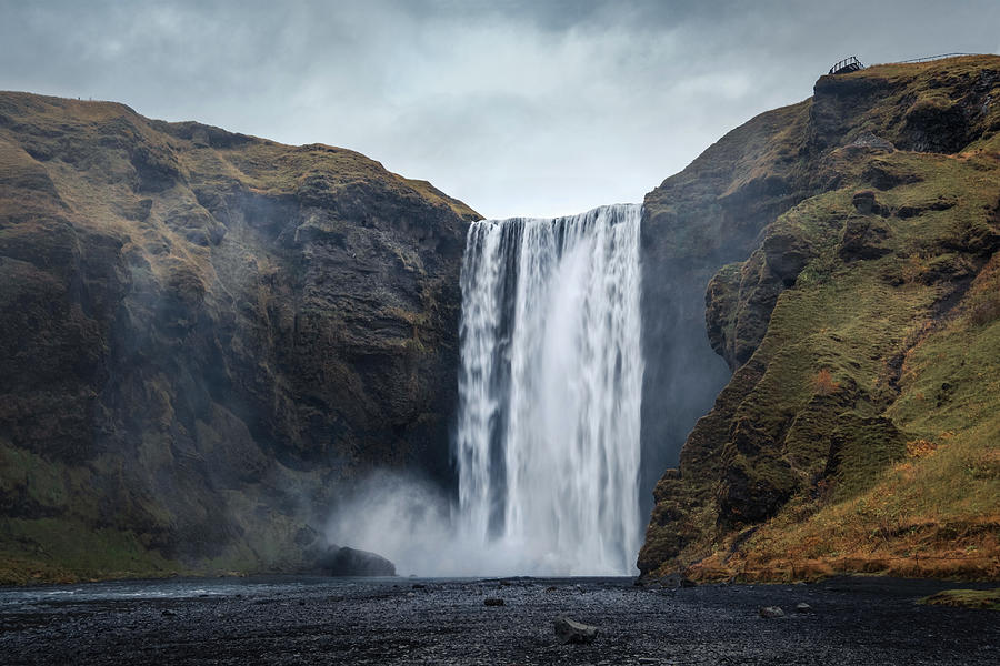 Moody Skogafoss Waterfall in Iceland Photograph by Alexios Ntounas