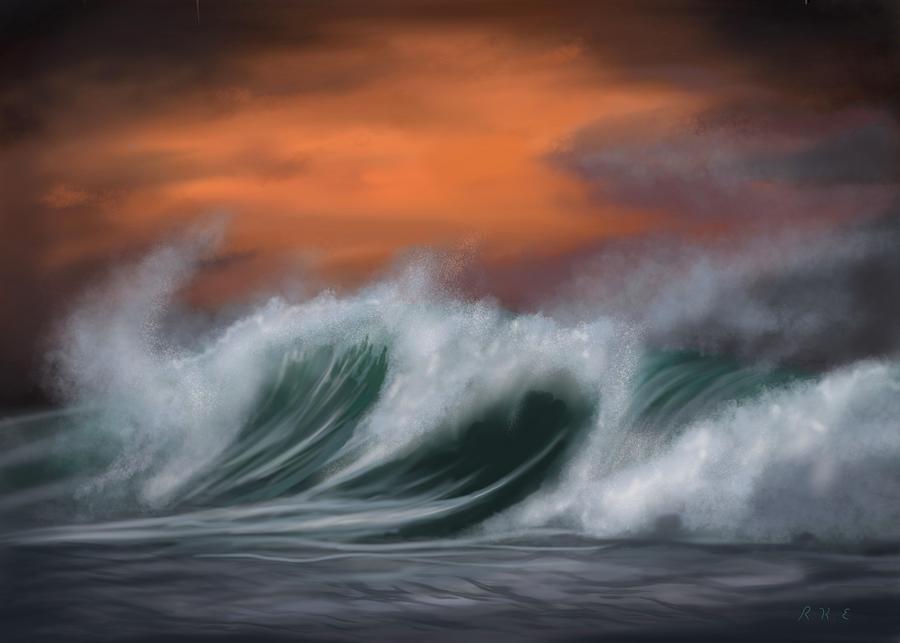 Moody Waves Digital Art by Rachel Emmett