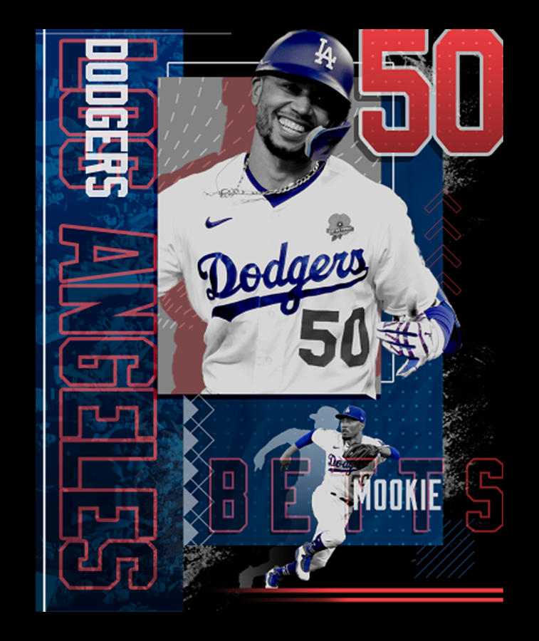 Football Digital Art - Mookie Betts Baseball Paper Poster Dodgers 2 by Kelvin Kent