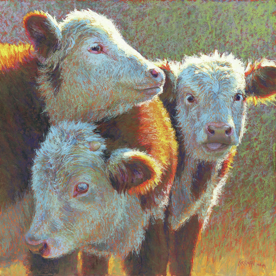 Hereford Cow Pastel - Moolings by Rita Kirkman