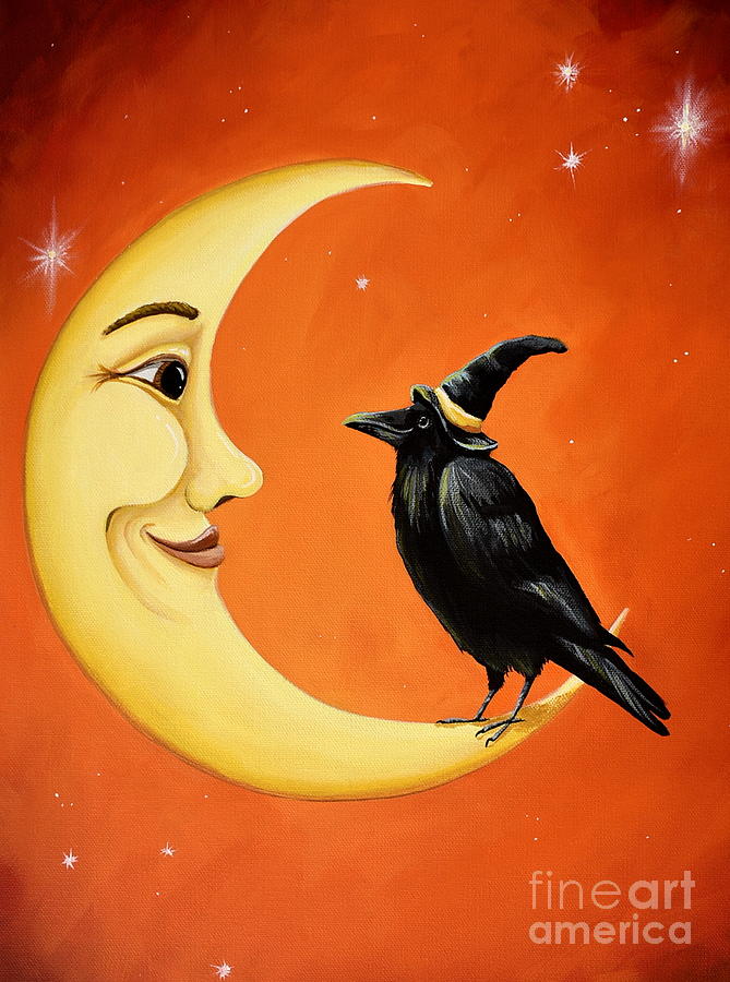 Moon And Crow   Painting by Debbie Criswell