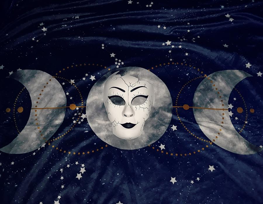 Moon Photograph - Moon and Mask by Vale Anoai