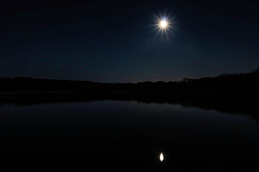 moon and the stars over Maple Lake Photograph by Sven Brogren
