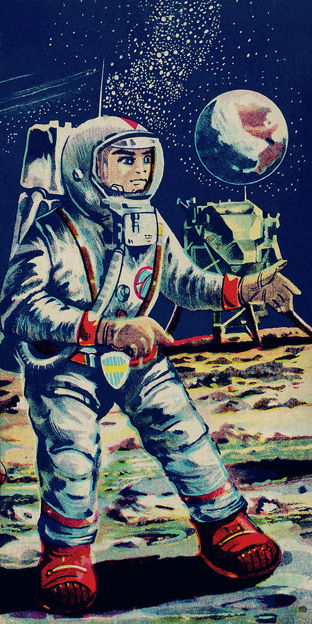 Vintage Drawing - Moon Astronaut by Vintage Toy Posters